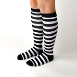 Meia de Compressão Listras Preto & Branco