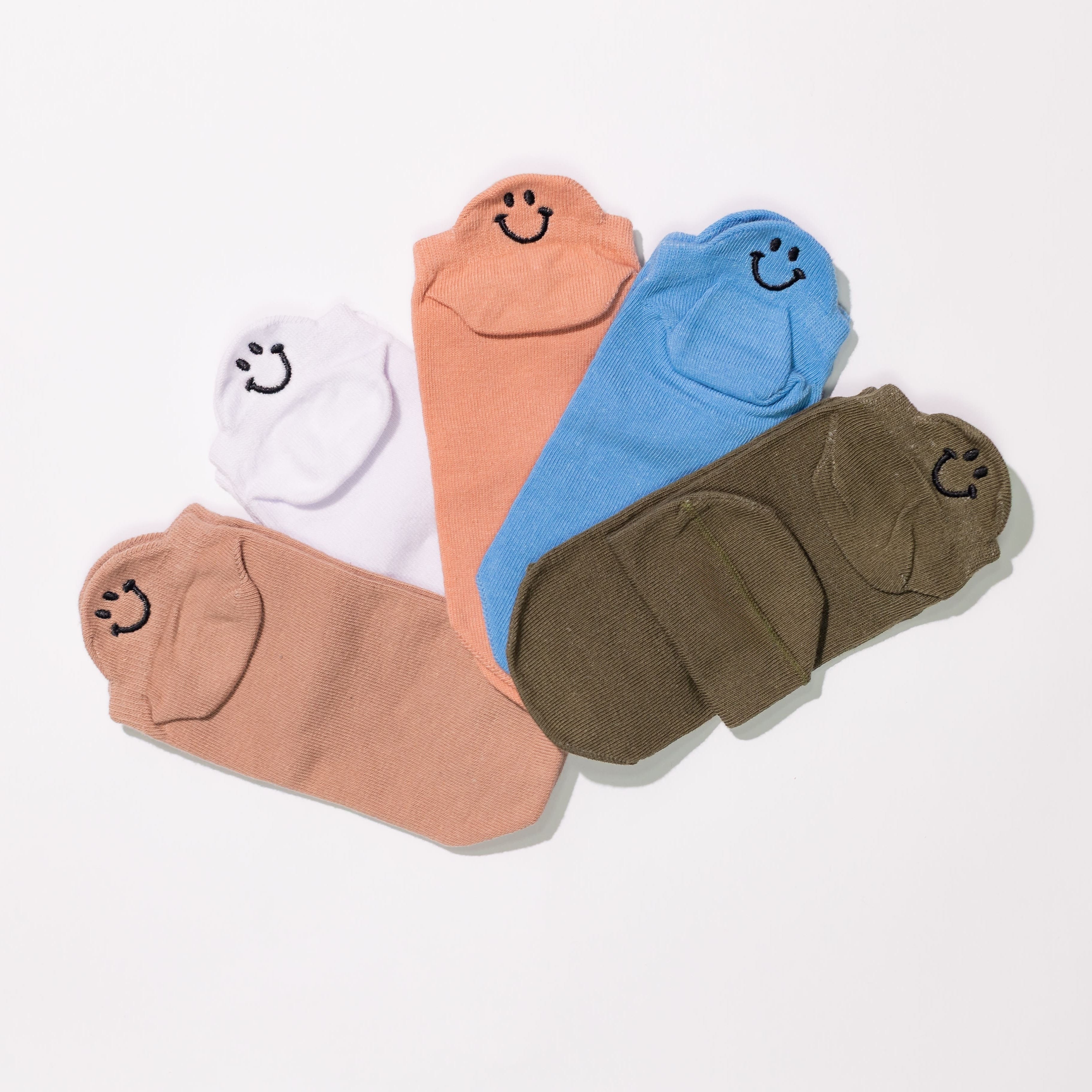 Meias Sorrisos Bordadas - 5 pares [FRETE GRÁTIS]