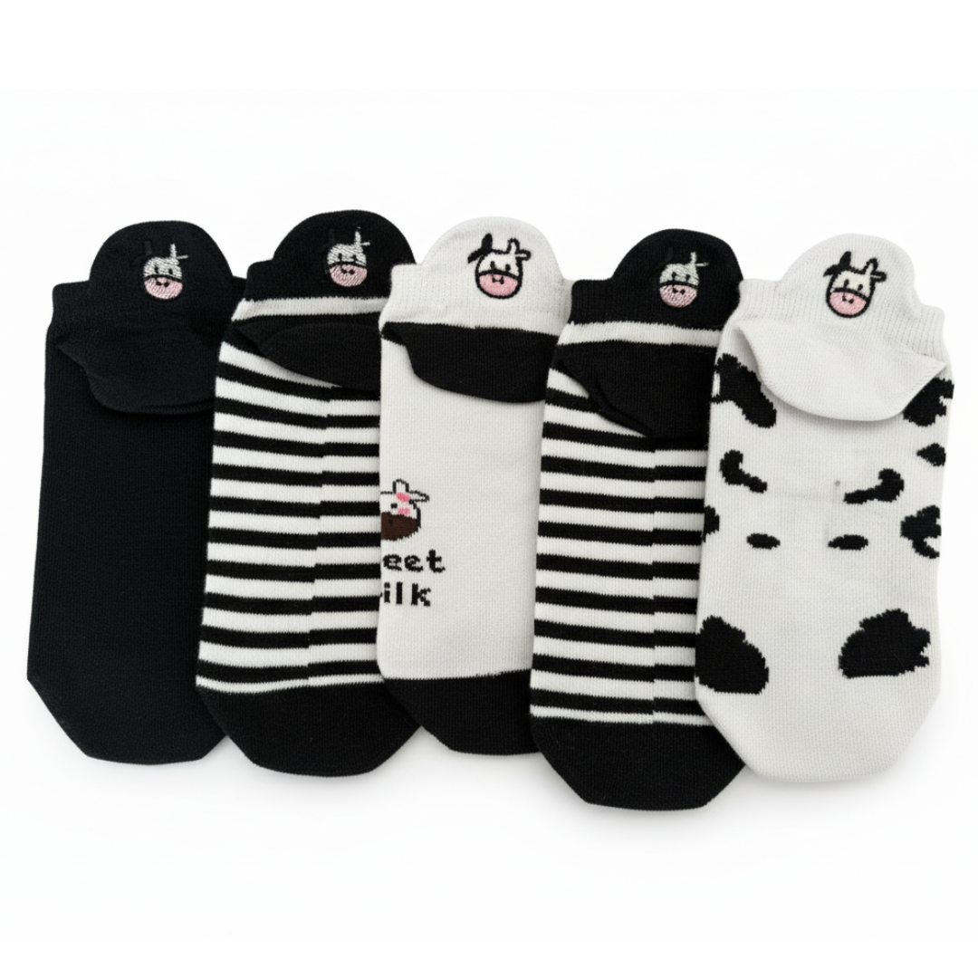 Meias Vaquinha Bordadas- 5 pares [FRETE GRÁTIS]
