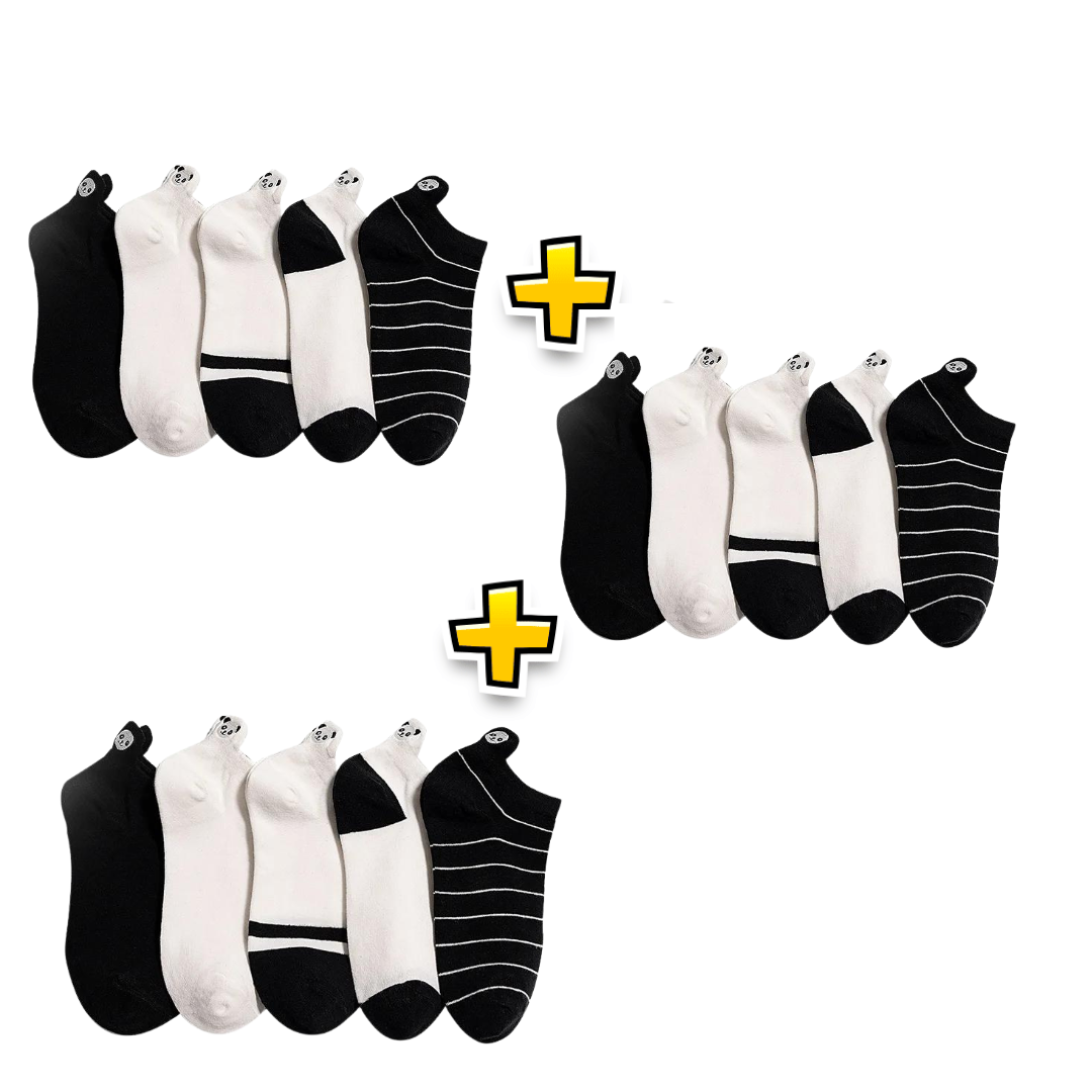 Meias Panda Bordadas- 5 pares [FRETE GRÁTIS]