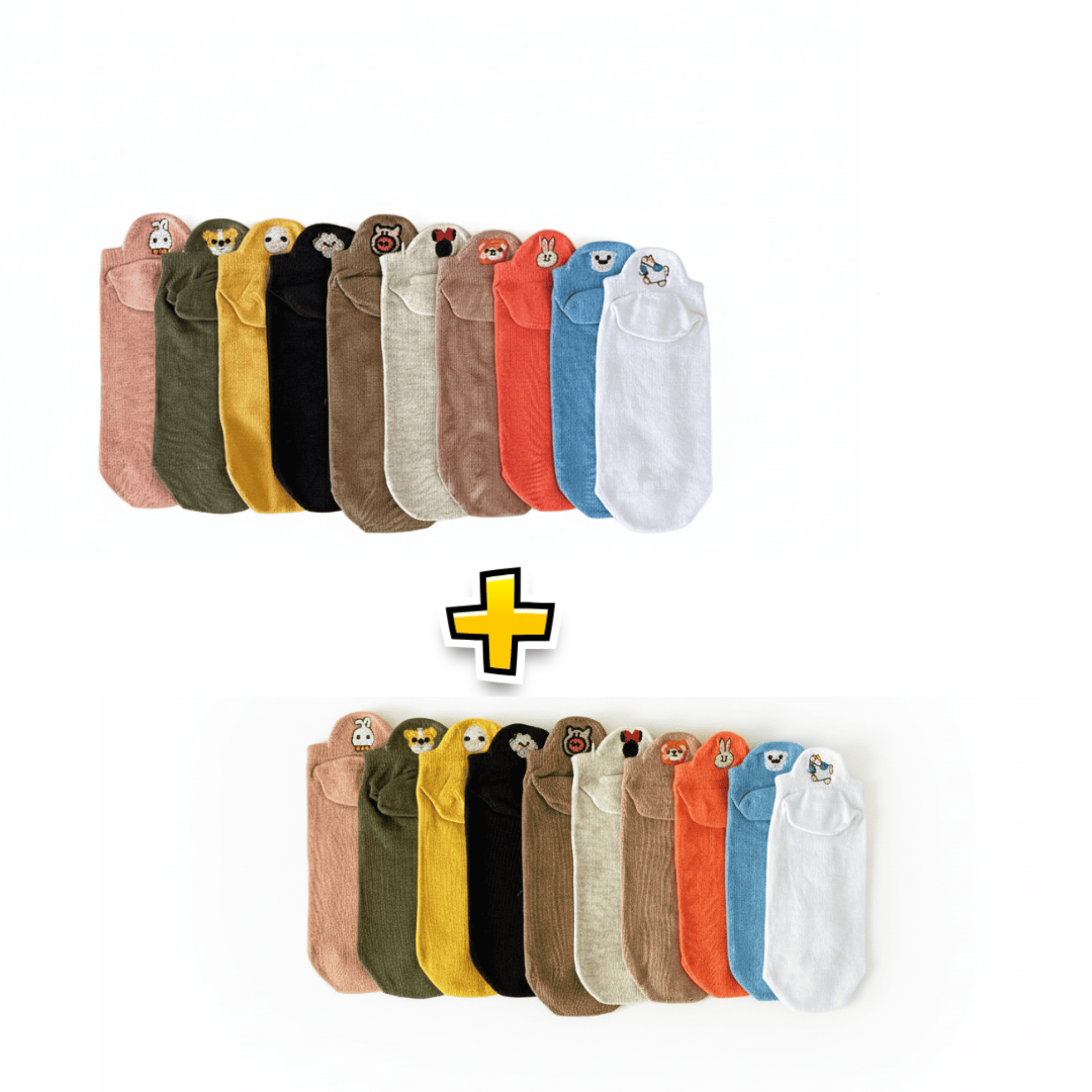 Meias Animais Fofos Bordadas - 10 pares [FRETE GRÁTIS]