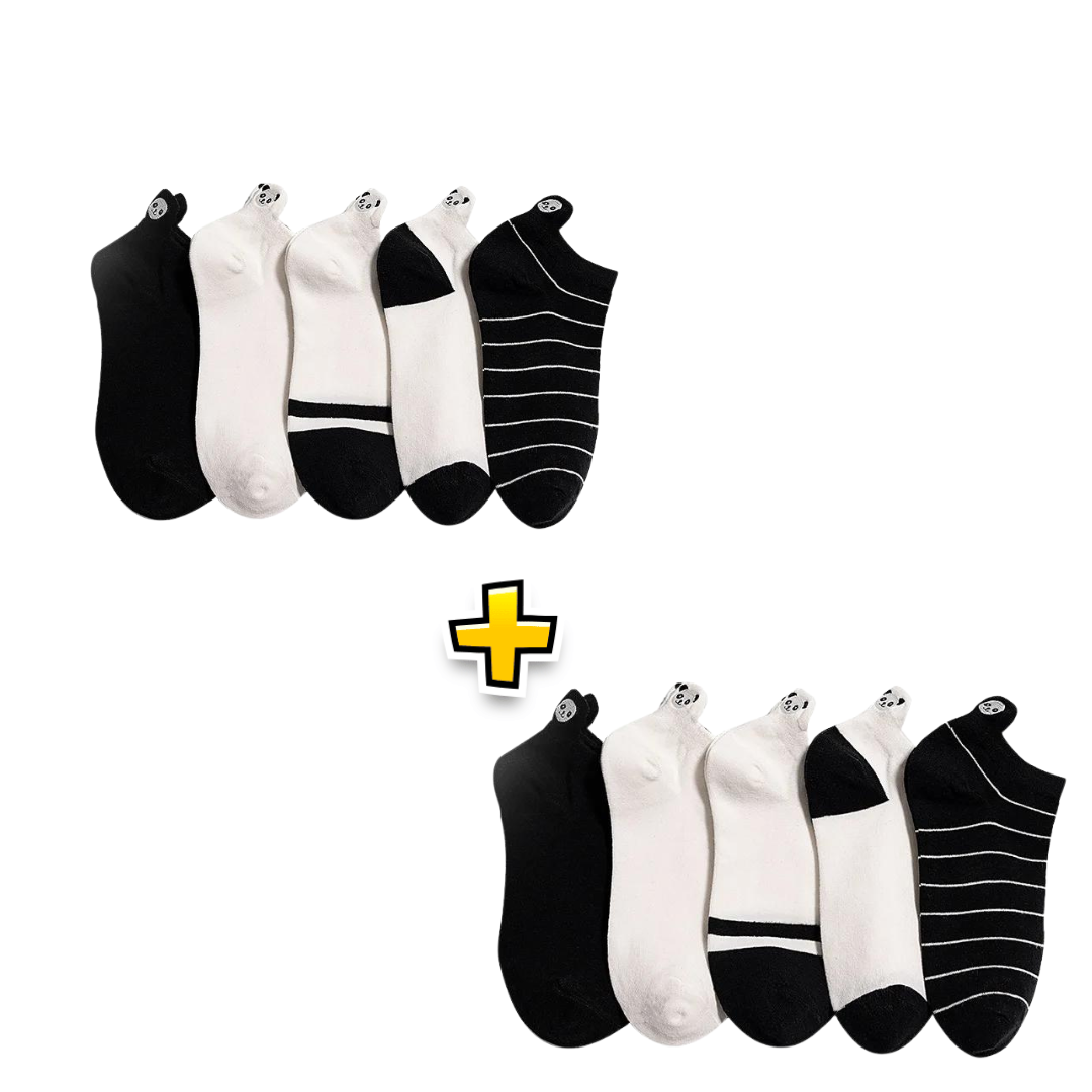 Meias Panda Bordadas- 5 pares [FRETE GRÁTIS]