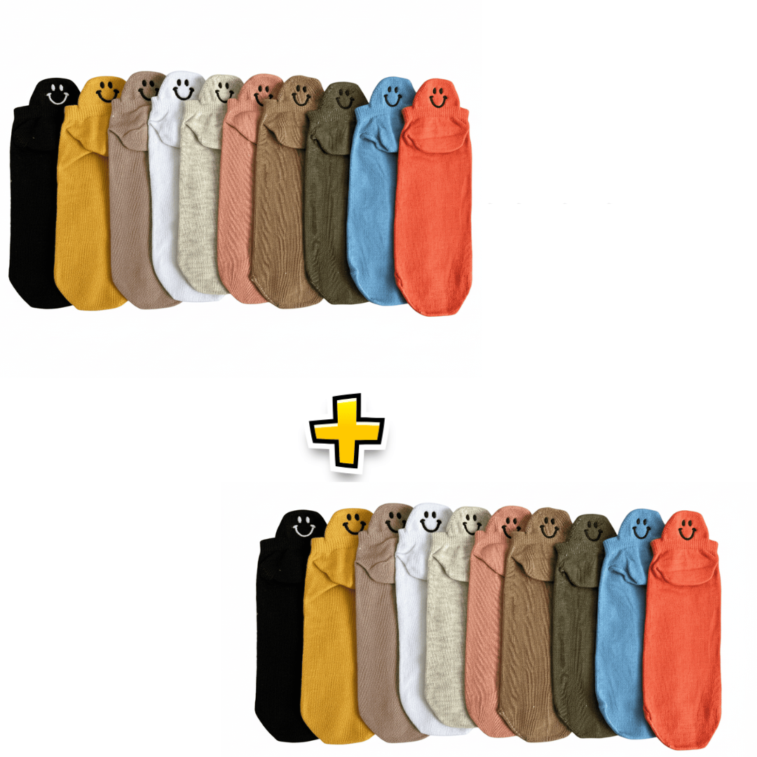 Meias Sorrisos Coloridas Bordadas - 10 pares [FRETE GRÁTIS]
