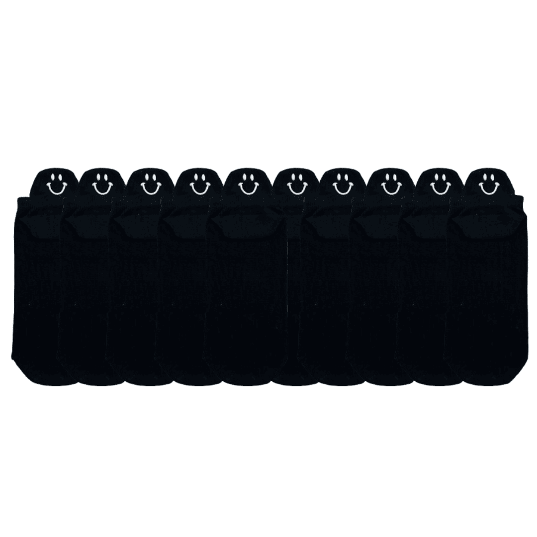 Meias Sorrisos Cores Únicas Bordadas - 10 pares [FRETE GRÁTIS]