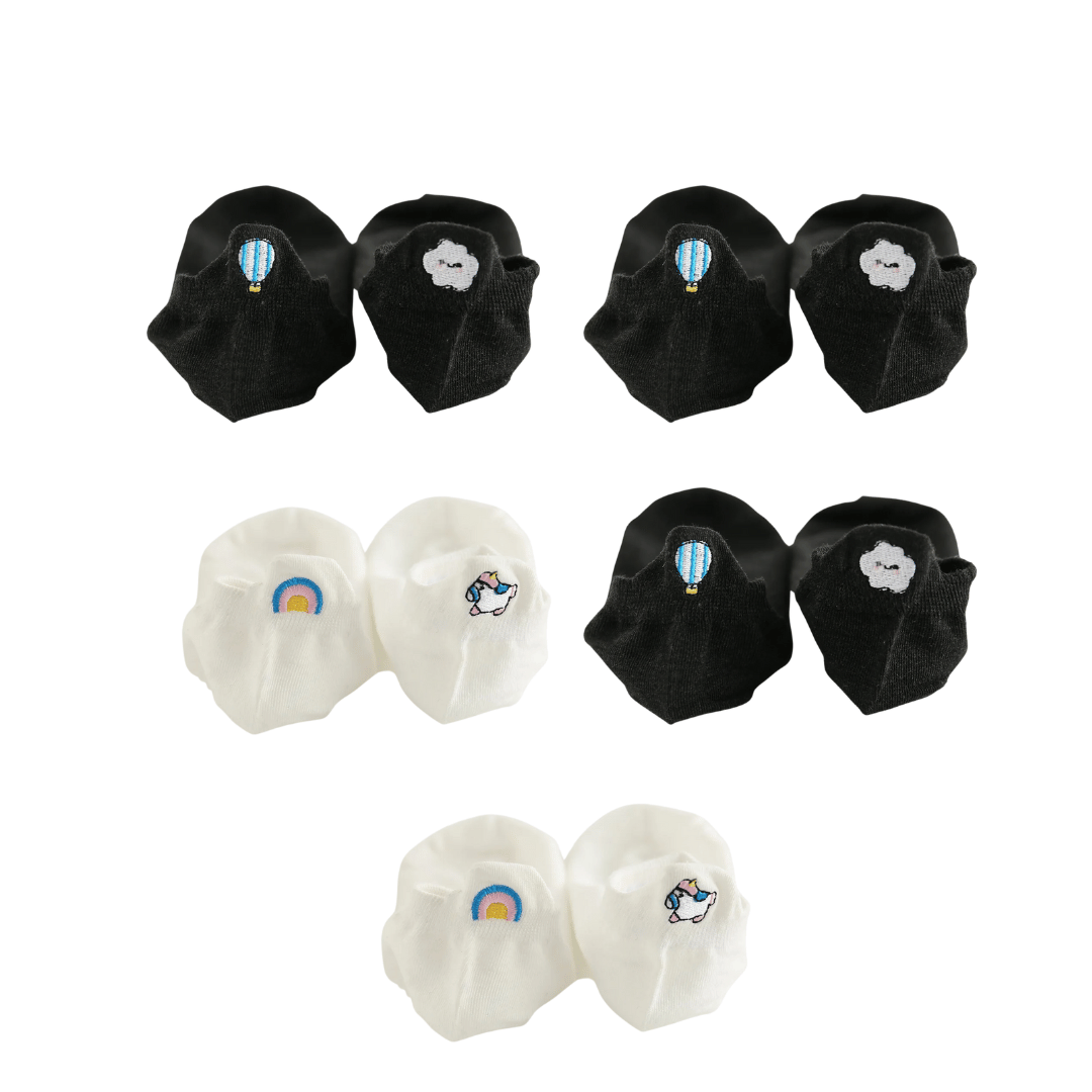 Meias Animais Fofos Bordadas - 5 pares [FRETE GRÁTIS]