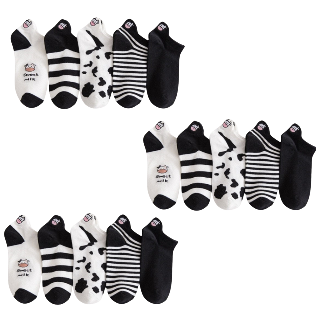 Meias Vaquinha Bordadas- 5 pares [FRETE GRÁTIS]