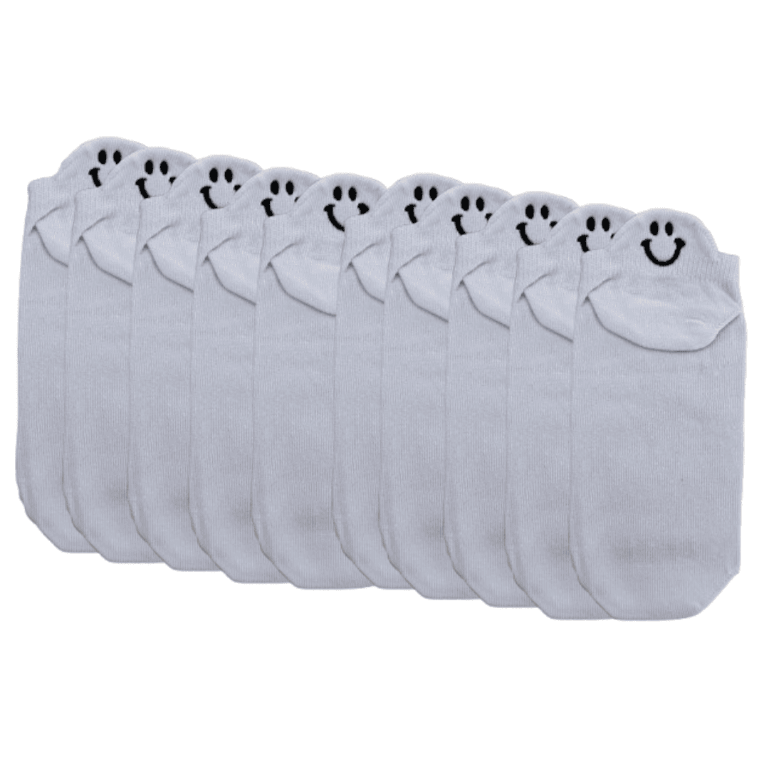 Meias Sorrisos Cores Únicas Bordadas - 10 pares [FRETE GRÁTIS]