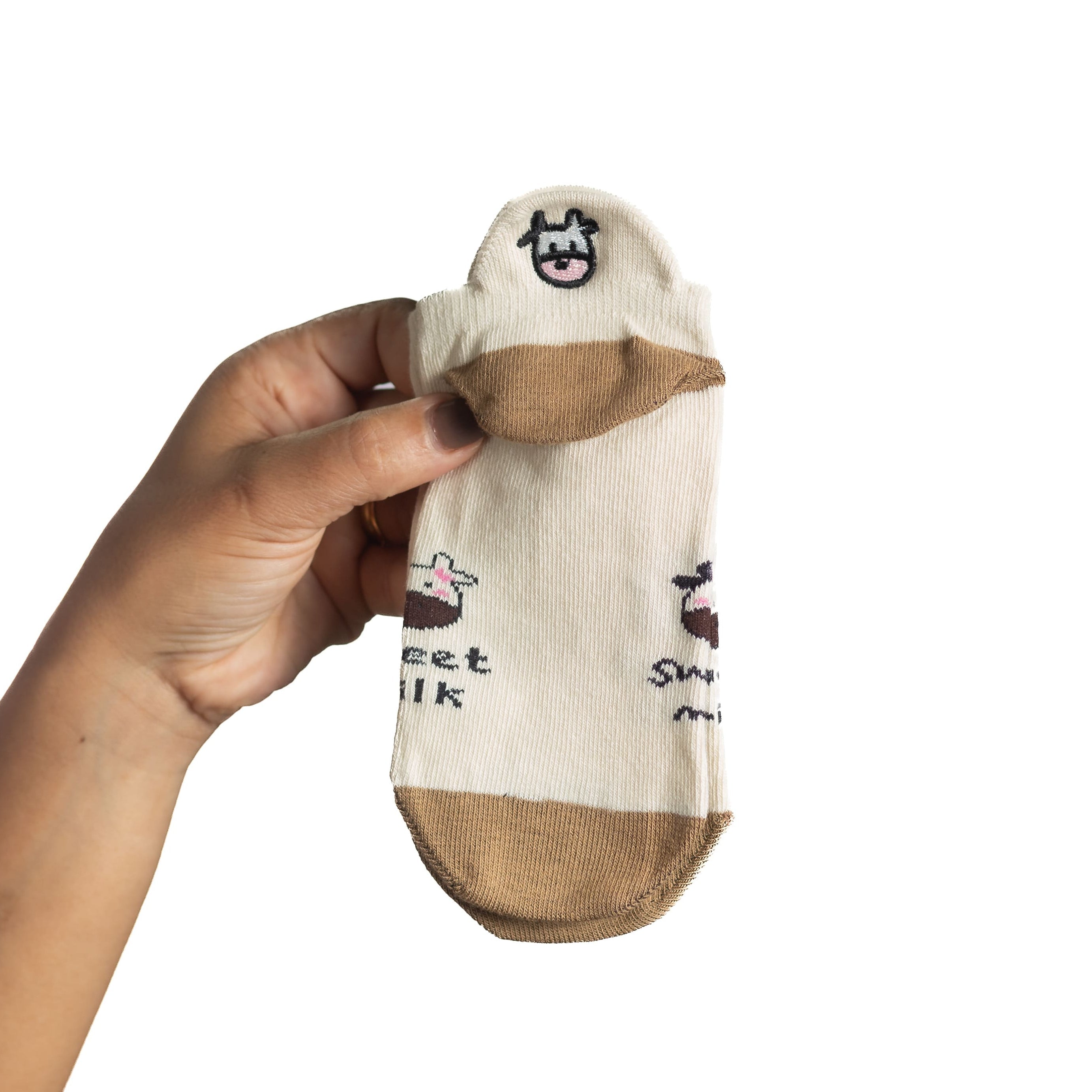 Meias Vaquinha Marrom Bordadas - 5 pares [FRETE GRÁTIS]