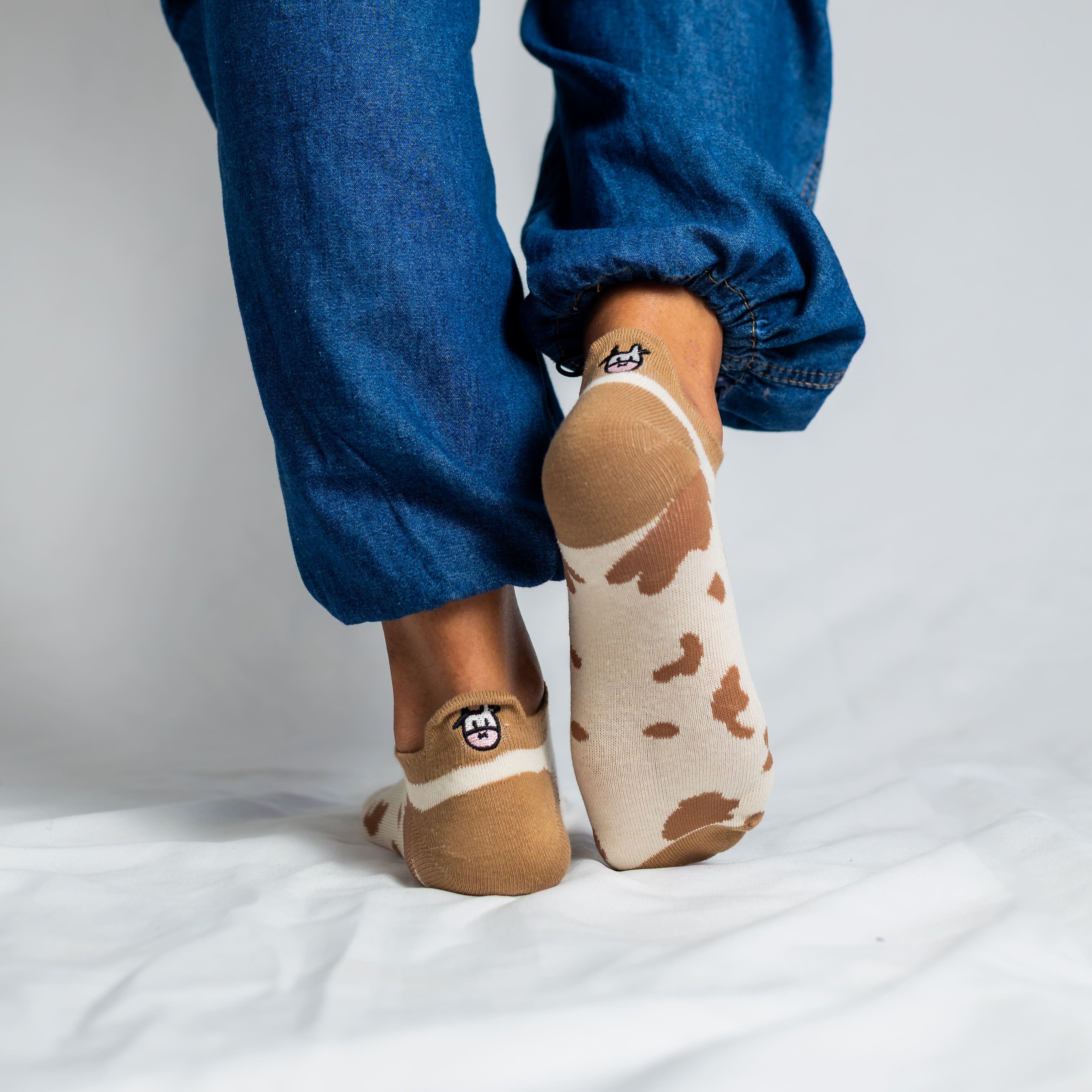 Meias Vaquinha Marrom Bordadas - 5 pares [FRETE GRÁTIS]