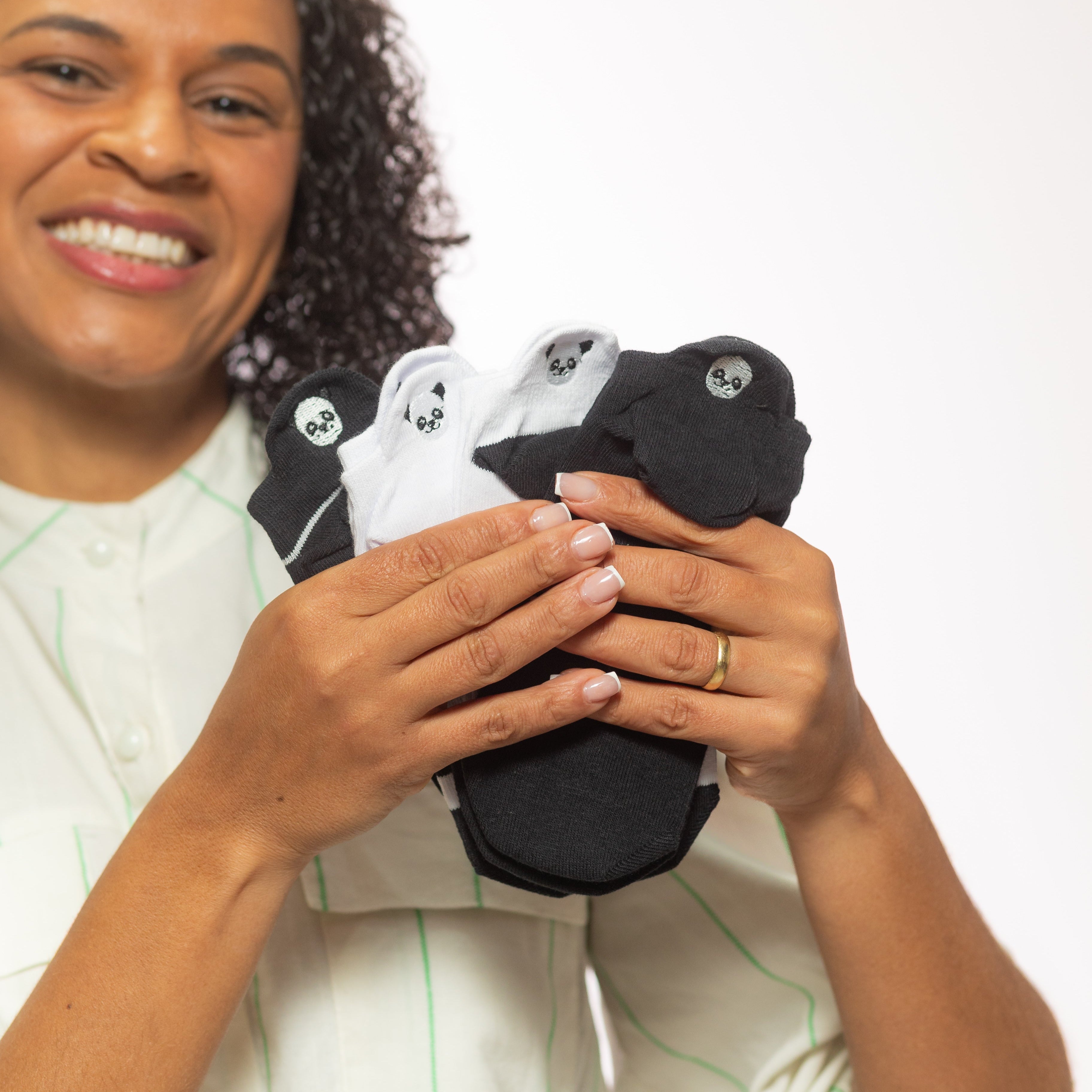 Meias Panda Bordadas- 5 pares [FRETE GRÁTIS]