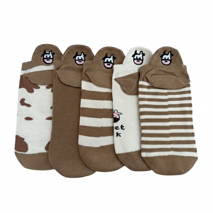 Meias Vaquinha Bordadas- 5 pares [FRETE GRÁTIS]