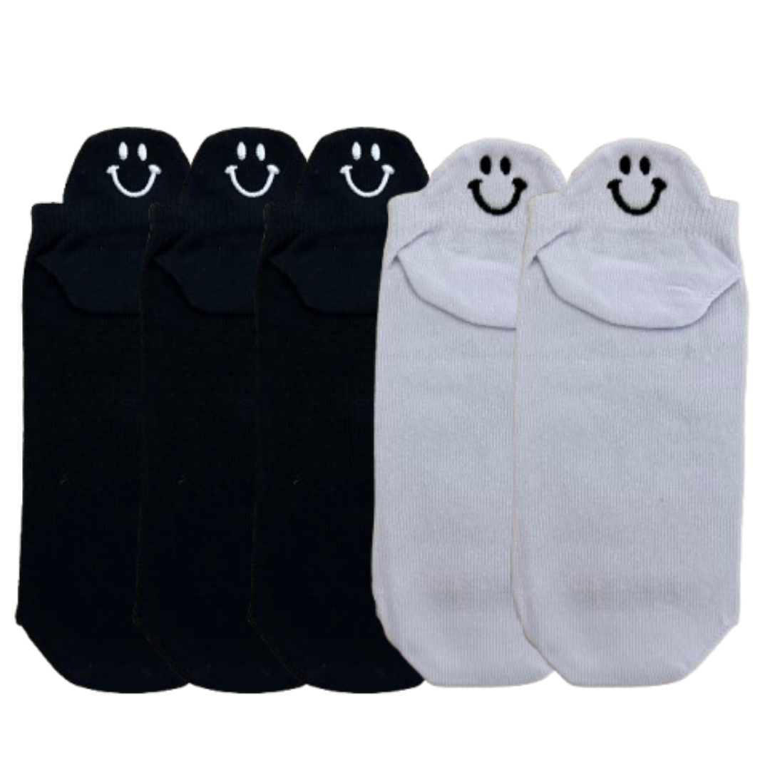 Meias Sorrisos Bordadas - 5 pares [FRETE GRÁTIS]