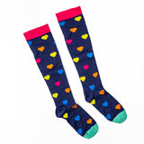 Meia de Compressão Corações Azul-Marinho