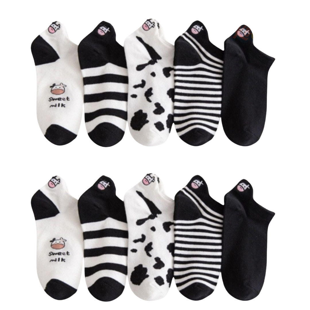 Meias Vaquinha Bordadas- 5 pares [FRETE GRÁTIS]